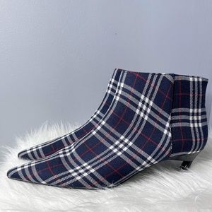 Zara Trafaluc Size 39 Plaid Ankle Pointed Toe Boot